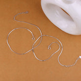925 Sterling Silver Set Of 2 Plain Chain Anklets